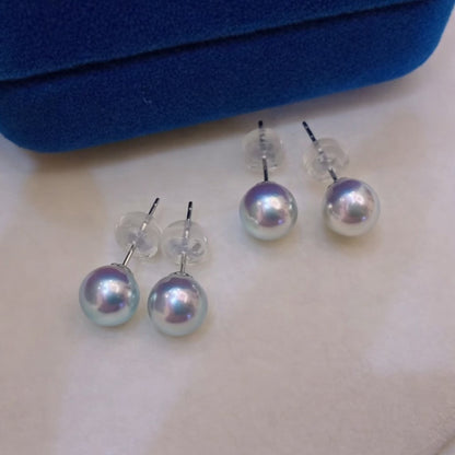 K18WG 灰色あこや パール ピアス スタッドピアス 一粒 ホワイトゴールド WG 18K あこや アコヤ真珠 グレー グレーパール シルバー ブルー