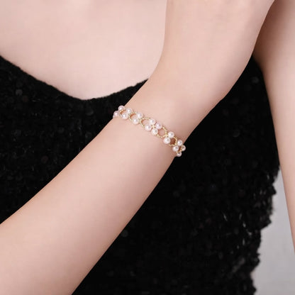 K18YG あこや真珠 ブレスレット レース イエローゴールド 18K あこや アコヤ真珠 レーシー バングル インフィニティ 8 ワイヤー