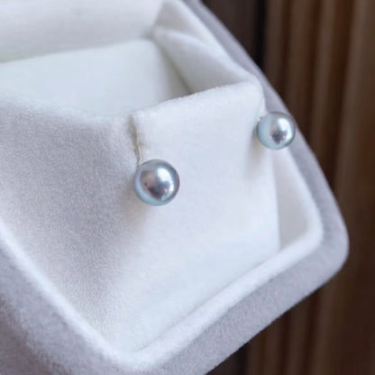 K18WG 灰色あこや パール ピアス スタッドピアス 一粒 ホワイトゴールド WG 18K あこや アコヤ真珠 グレー グレーパール シルバー ブルー