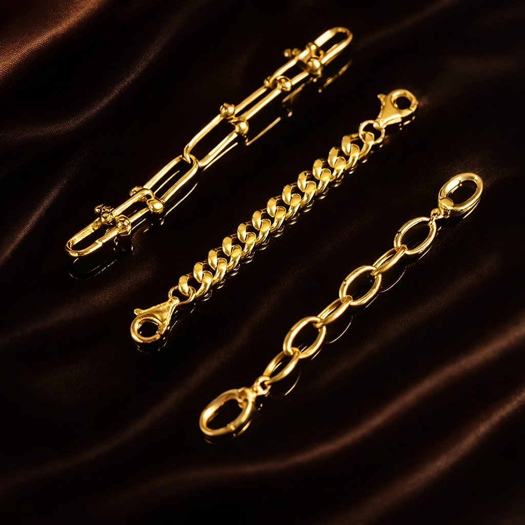 18k gold adjuster chain extender oval chain