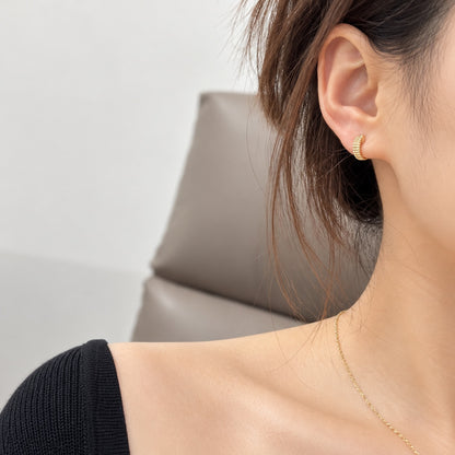K18YG リングピアス バックル クリップ 横ストライプ 18K イエローゴールド