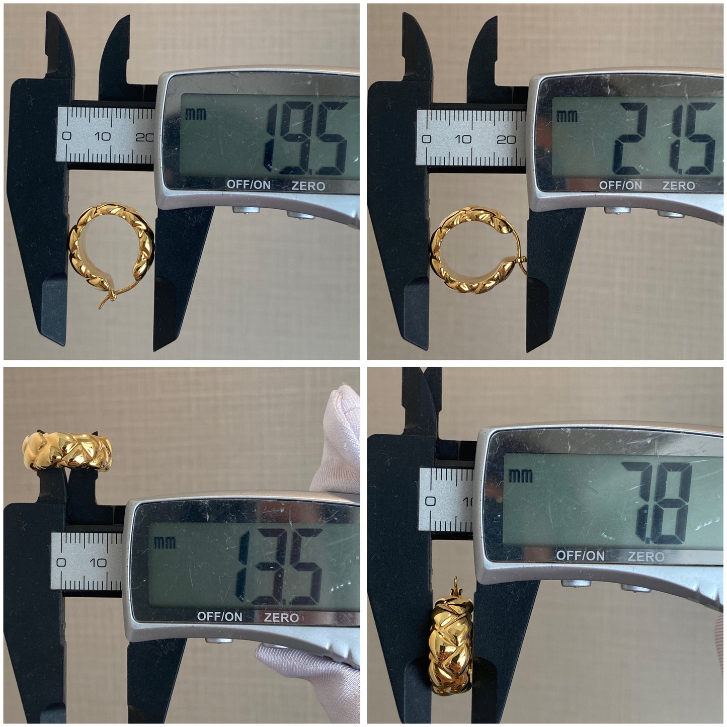 K18YG リングピアス フープピアス 中空 イエローゴールド X 模様 18k キルティング イタリアンジュエリー