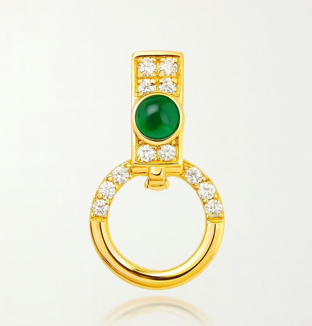 18k gold emerald diamond locking bail connector