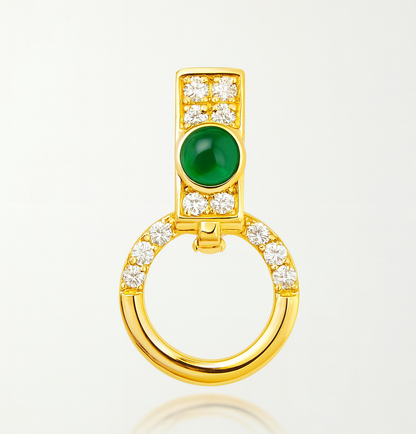 18k gold emerald diamond locking bail connector