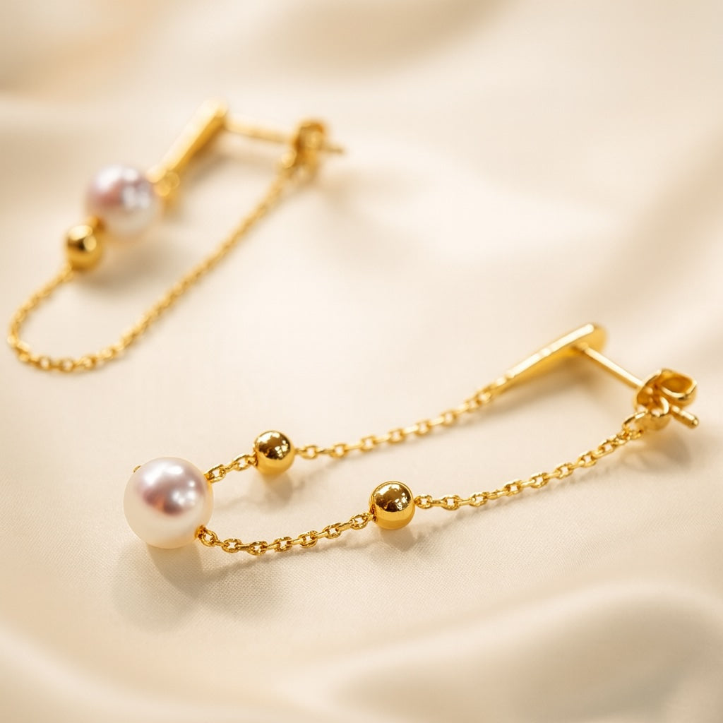 18k yellow gold akoya pearl earrings