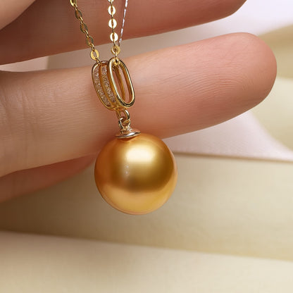 18k gold golden pearl pendant necklace