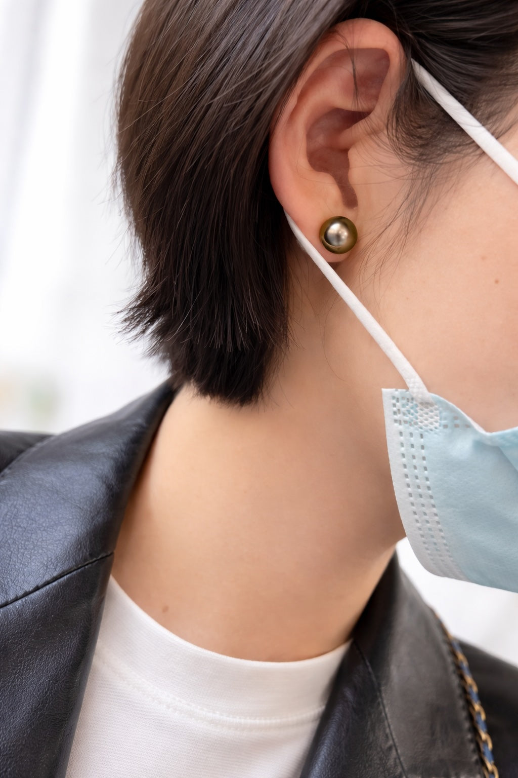 k18 タヒチアンパール ピーコックグリーン ピアス