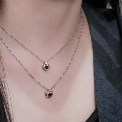 18k white gold jewelry heart diamonds ruby