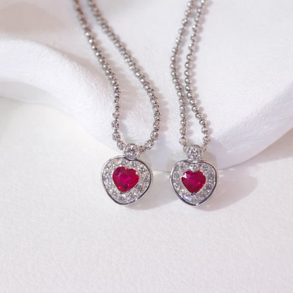 18k white gold jewelry heart diamonds ruby