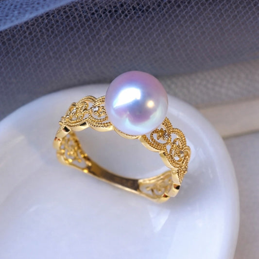 18k yellow gold akoya pearl wired ring