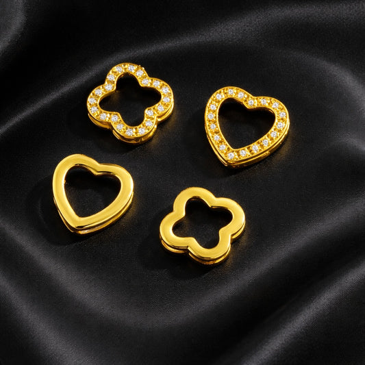 K18YG WG ダイヤモンド イエローゴールド ホワイトゴールド 四ツ葉 ハート クローバー パーツ チャーム チェーンパーツ コマ 18K