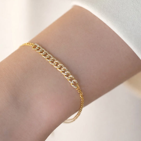 K18YG ブレスレット 喜平モチーフ ダイヤモンド チェーンブレス 華奢 細め 18K レディース ミックスチェーン イエローゴールド