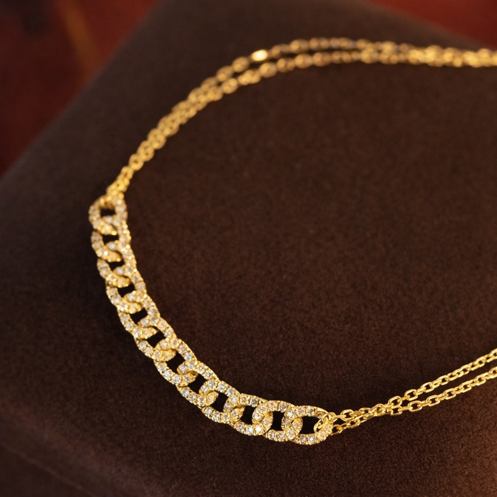 K18YG ブレスレット 喜平モチーフ ダイヤモンド チェーンブレス 華奢 細め 18K レディース ミックスチェーン イエローゴールド