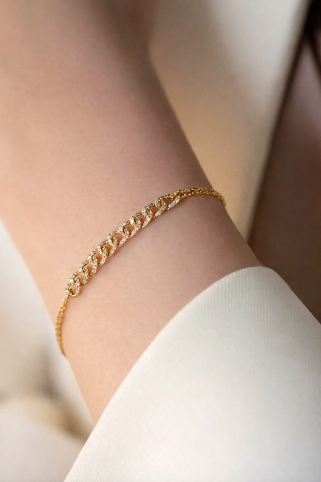 K18YG ブレスレット 喜平モチーフ ダイヤモンド チェーンブレス 華奢 細め 18K レディース ミックスチェーン イエローゴールド