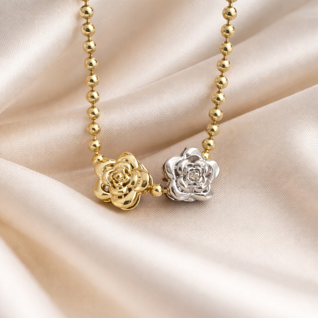 K18YG WG ペンダント カメリア 薔薇 花 18K YG イエローゴールド WG ホワイトゴールド ネックレスチャーム ブレスレットチャーム パーツ