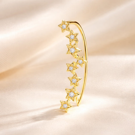 K18YG WG PG シングルピアス ダイヤモンド 18K イヤーカフ ピアス フックピアス 星 スター YG イエローゴールド ダイヤ ホワイトゴールド