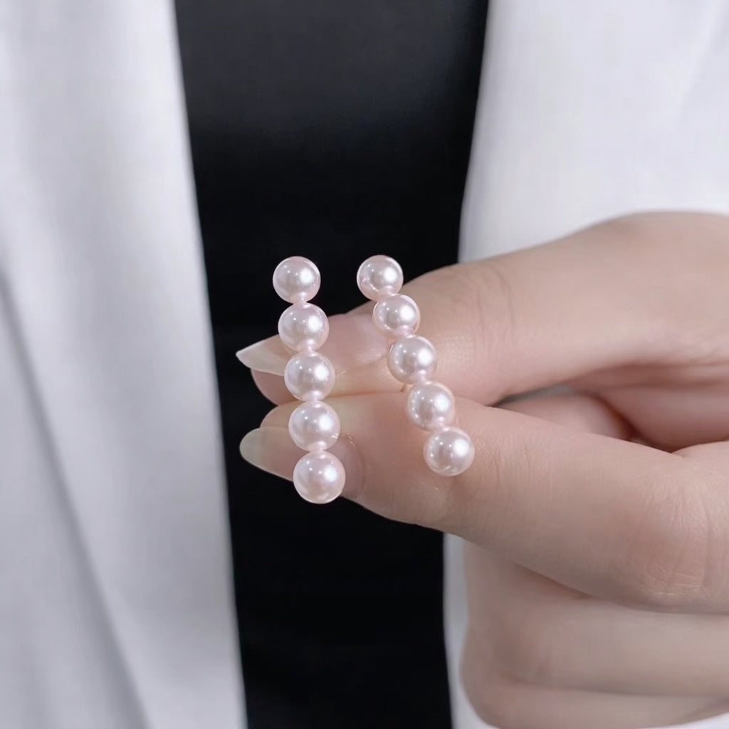 K18YG あこや真珠 ピアス 5珠 18k