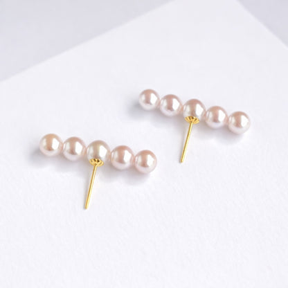 K18YG あこや真珠 ピアス 5珠 18k
