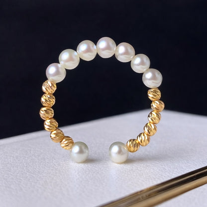 K18YG あこや真珠 指輪 リング ワイヤーリング 18K アコヤ真珠 pearl ring akoya ベビーあこや パール 真珠 小粒 ベビーパール