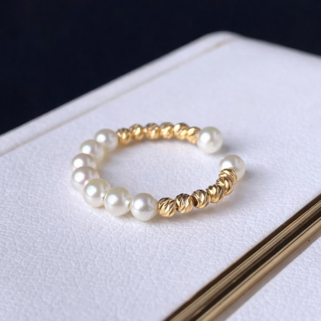 K18YG あこや真珠 指輪 リング ワイヤーリング 18K アコヤ真珠 pearl ring akoya ベビーあこや パール 真珠 小粒 ベビーパール