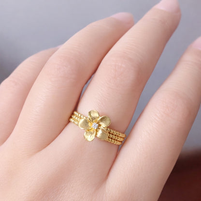 K18YG ペンダント チャーム 花 バチカン パーツ 18K ダイヤモンド ダイヤ チェーンパーツ クラスプ K18