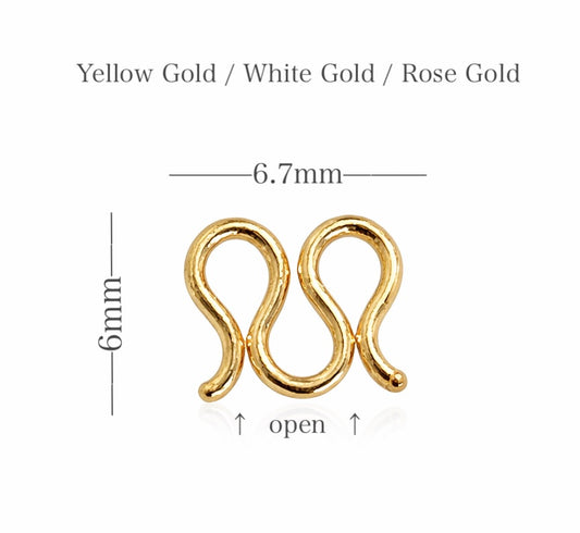 K18YG WG PG ワンタッチクラスプ M字 繋ぎ 18K チェーンパーツ 留め具 留め金具 ホック