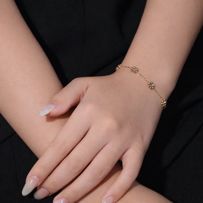 K18YG WG デイジーフラワー ステーションブレスレット カットボール 18K 花 フローラル キラキラ
