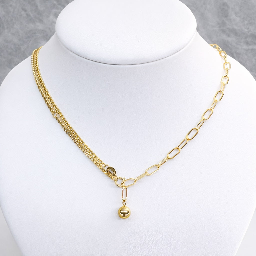 K18YG 喜平ネックレス ペーパークリップブレスレット 18K 2連 ミックスチェーン
