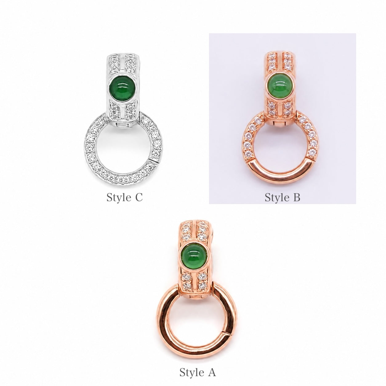K18YG WG PG マルチバチカン 翡翠 ヒスイ ダイヤモンド ジュエリーパーツ 18K イエローゴールド ロック付き 爪ロック チャーム