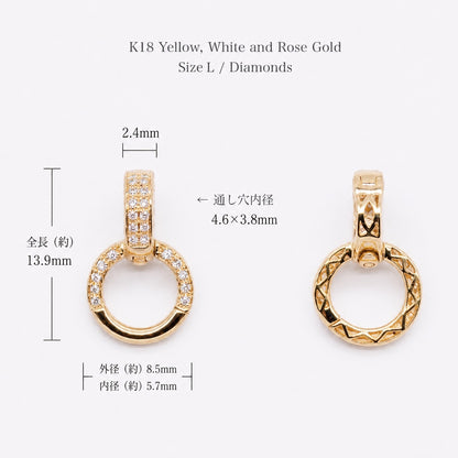 K18YG WG PG ダイヤモンド マルチバチカン 18K イエローゴールド ロック付き コネクター ペンダントホルダー 貴金属パーツ クラスプ