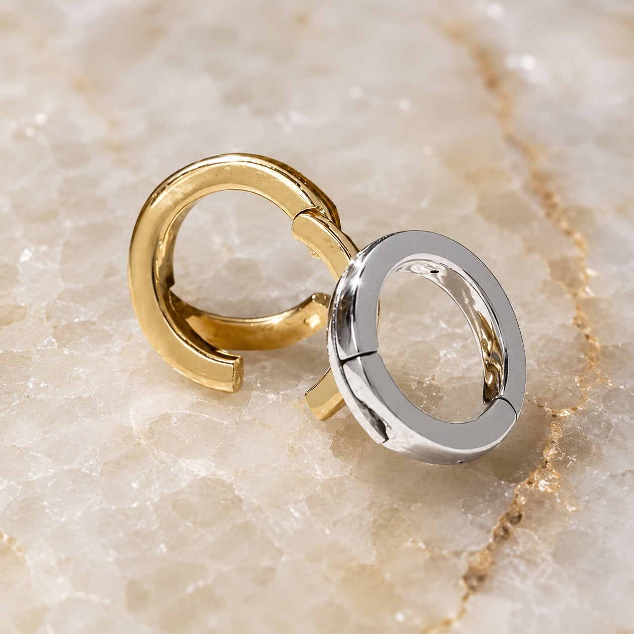 K18YG K18WG K18PG Locking Bail with Claw Lock 18K YG Yellow Gold Round WG PG Necklace Parts Charm Link Round Circular Safety Lock Connector Clicker
