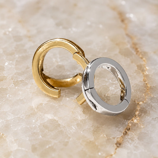 K18YG K18WG K18PG Locking Bail with Claw Lock 18K YG Yellow Gold Round WG PG Necklace Parts Charm Link Round Circular Safety Lock Connector Clicker