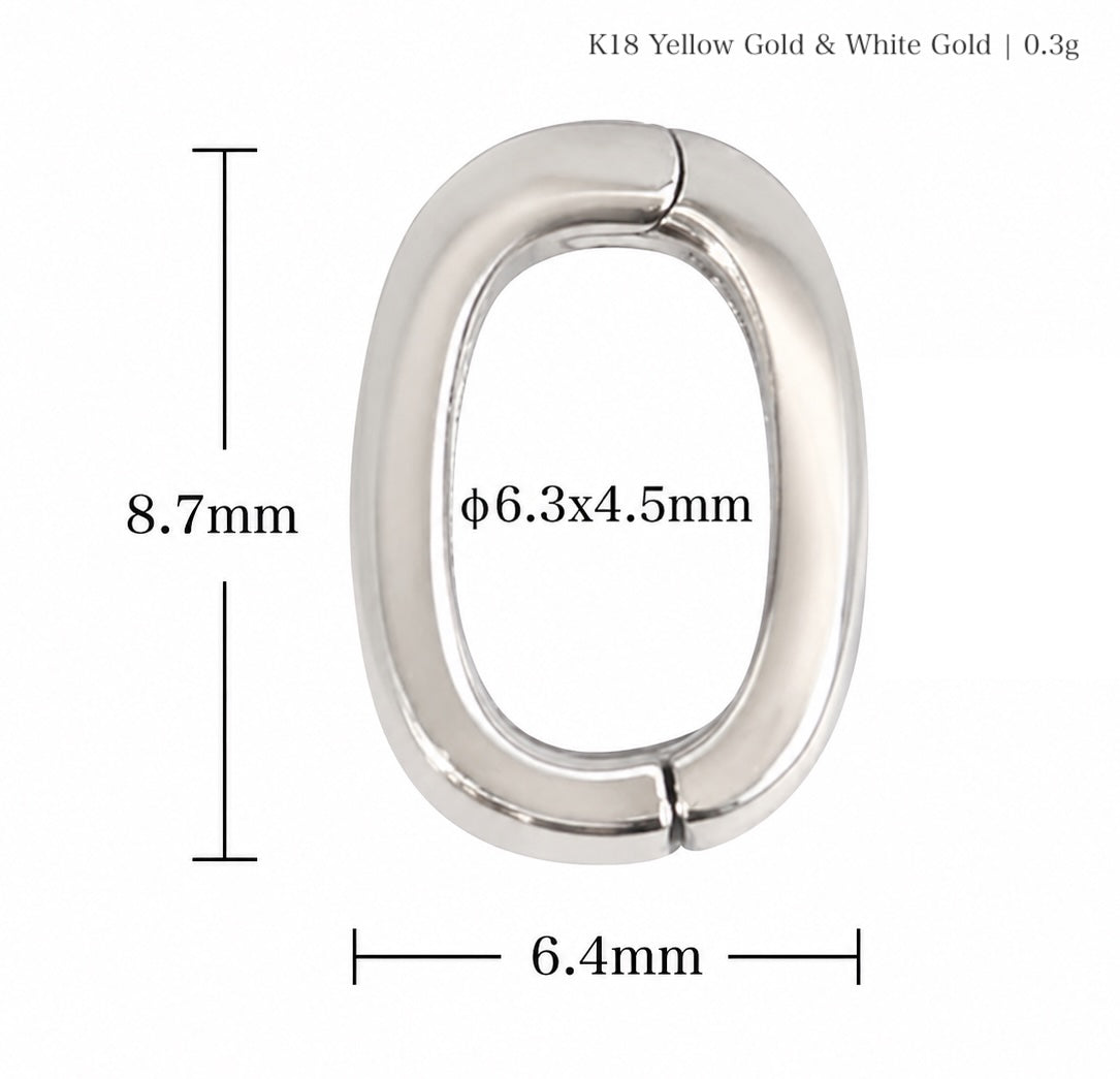 K18YG WG Clasp Oval Chain Parts Opening 18K Parts Bail Pendant Parts Bracelet Parts Charm Link Charm Yellow Gold White Gold 18K