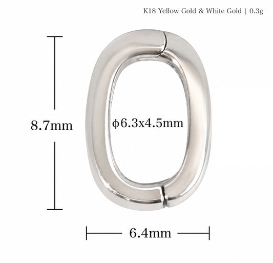 K18YG WG Clasp Oval Chain Parts Opening 18K Parts Bail Pendant Parts Bracelet Parts Charm Link Charm Yellow Gold White Gold 18K