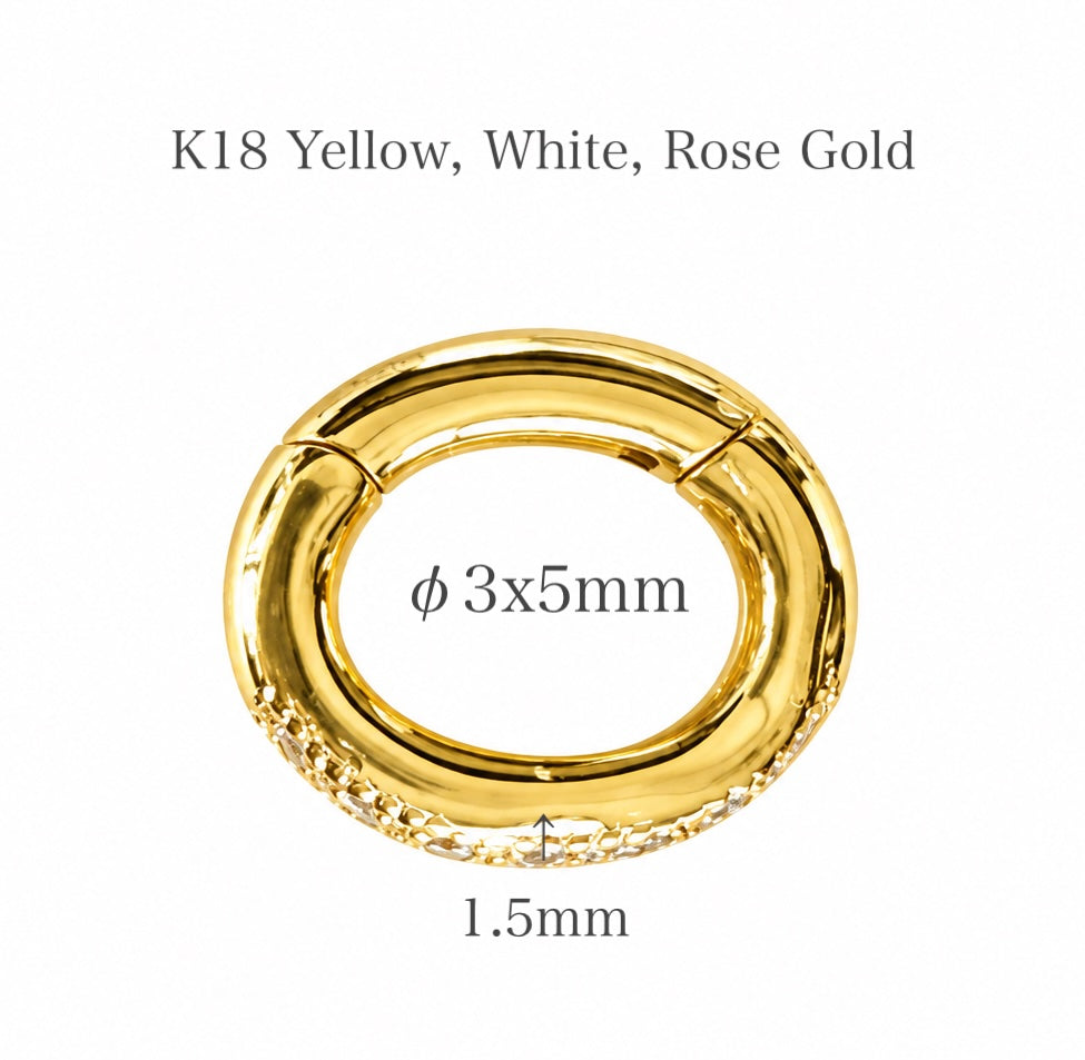 K18YG WG PG Oval Diamond Clasp Vatican Diamond 18K Yellow Gold Oval Lock Connector 