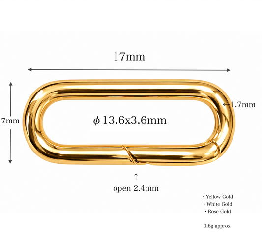 K18YG WG PG Oval Clasp Charm [L] Yellow Gold White Gold Chain Adjuster Bail Link Bracelet Links Large Opening 18K Gold