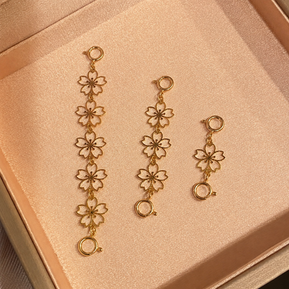 K18YG 引き輪 ヒキワ ひきわ 花 桜 梅 チェーンパーツ ネックレスパーツ YG 18K チャーム 両開口 コマ 花モチーフ 1.8cm / 3.8cm / 5.8cm 延伸 延ばす