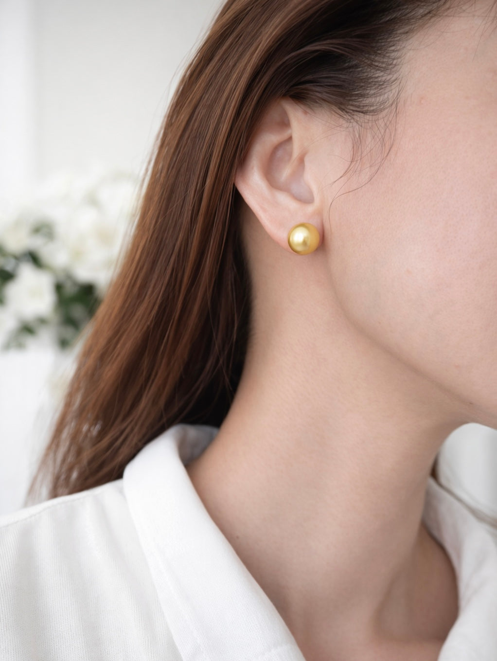 K18YG ゴールデンパール 9-10mm~ 南洋真珠 18K イエローゴールド ゴールドパール ピアス スタッドピアス 一粒