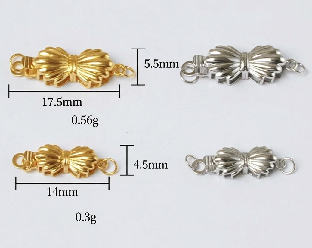 K18YG WG 中留め リボン コネクティングパーツ 貴金属パーツ 繋ぎ 18K チェーンパーツ 留め具 留め金具 イエローゴールド ホワイトゴールド