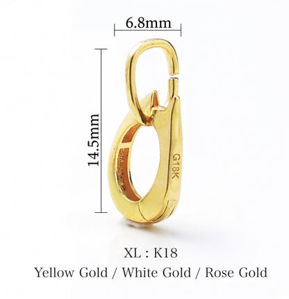 K18YG WG PG【XL】バチカン ワンタッチ イエローゴールド 18K 18金 パーツ 開閉 ネックレスパーツ 繋ぎ ジョイントバチカン スナップ開口