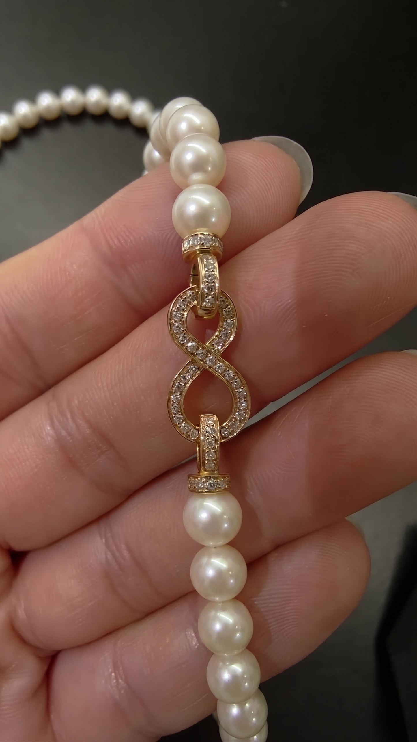 K18YG WG PG ダイヤモンド インフィニティ チャーム コマ 18K 無限 8の字 ジョイントパーツ パヴェダイヤ