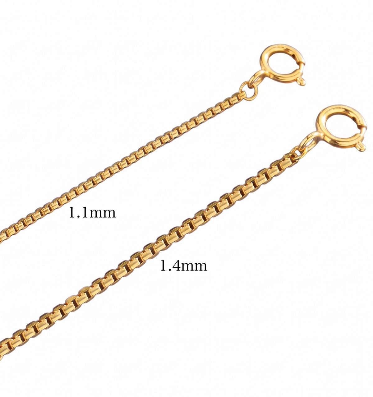 K18YG WG ベネチアンチェーン【両端ヒキワ】パーツ アジャスター ネックレスパーツ ボックスチェーン 18k 引き輪 ひきわ