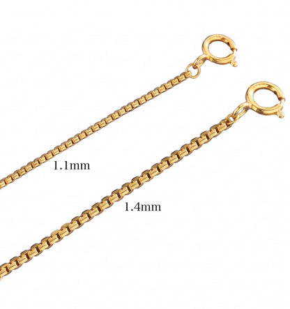 K18YG WG ベネチアンチェーン【両端ヒキワ】パーツ アジャスター ネックレスパーツ ボックスチェーン 18k 引き輪 ひきわ