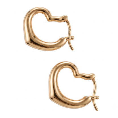 K18YG ピアス フープピアス リングピアス 18K 18金 ハートピアス イエローゴールド 中空 ぷっくり イタリアンジュエリー