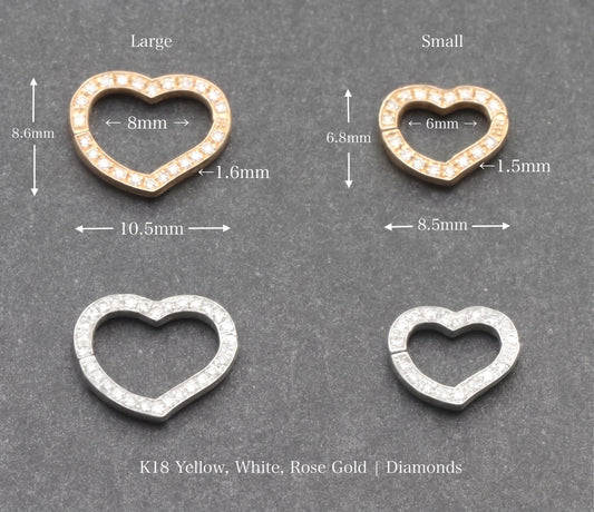 18K Yellow Gold Heart Diamond Charm Pendant with Diamond Links and Vatican, 18K Opening, YG, and Lock