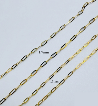 K18YG イエローゴールド 1.5mm / 1.7mm ペーパークリップチェーン 40cm~ (最大50cm) 18K ネックレス