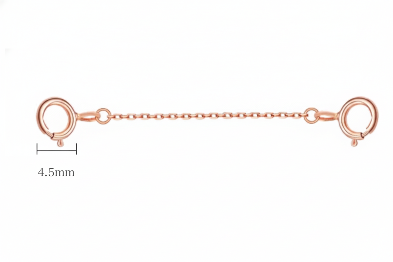 K18YG WG PG カットあずきチェーン 引き輪 アジャスター 補助チェーン 18K チェーンパーツ クラスプ ヒキワ