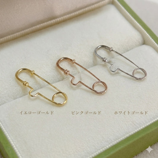 18K Yellow Gold, White Gold, Pink Gold Brooch with Safety Pin and Charm, 25mm x 10mm Diamonds, 18K Yellow Gold, White Gold, Pink Gold ...