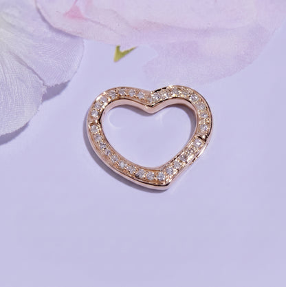 K18YG WG PG ハートチャーム ダイヤモンド ペンダント 18K 開閉 ロック式 ネックレス コネクター クラスプ