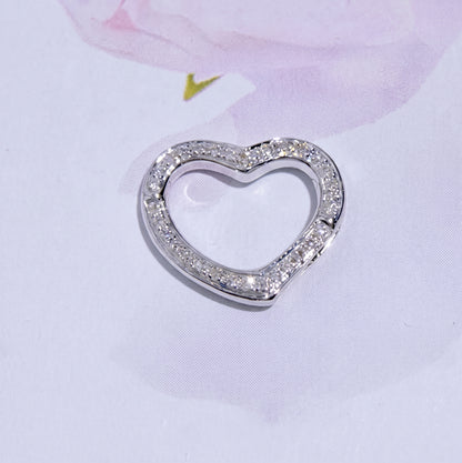 K18YG WG PG ハートチャーム ダイヤモンド ペンダント 18K 開閉 ロック式 ネックレス コネクター クラスプ
